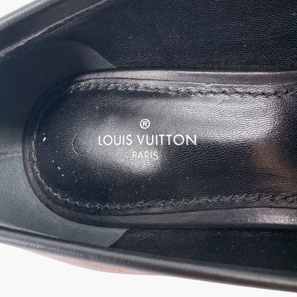 Louis Vuitton Upper Case LV Black Leather Floral Loafers Flat Size 37 US 7 Women - Picture 15 of 15